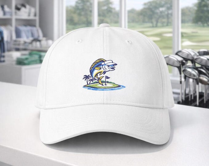Surfing Fish Golf Cap | Tropical Embroidery Dad Hat