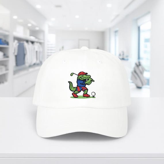 Golfing Alligator Dad Cap | Funny Golf Hat, Southeast Golf Theme
