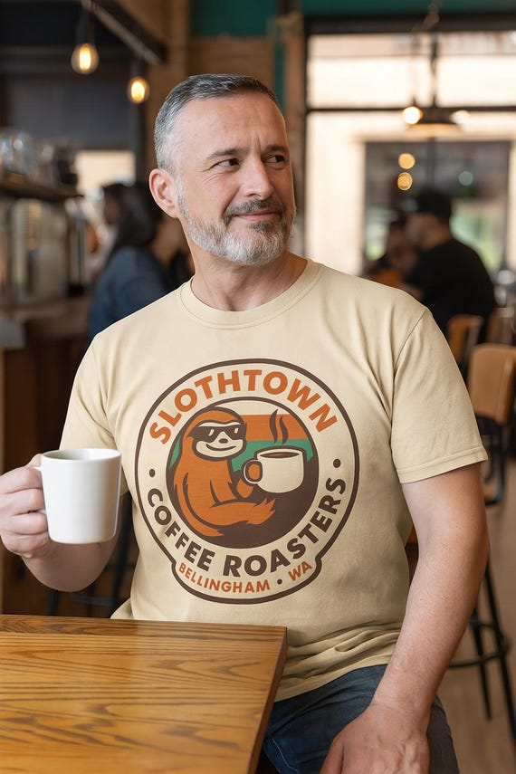 Slothtown Coffee Roasters T-Shirt: Bellingham Sloth Graphic Tee