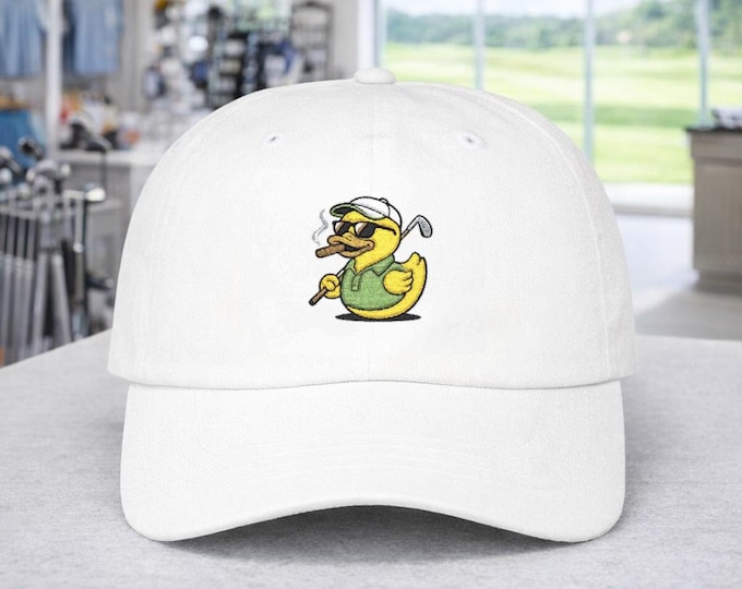 Cigar Smoking Rubber Duck Golfer Classic Dad Cap | Funny Golf Dad Hat