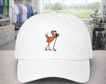 Flamingo Golfer Logo Classic Dad Cap | Martini Bird Golf Hat