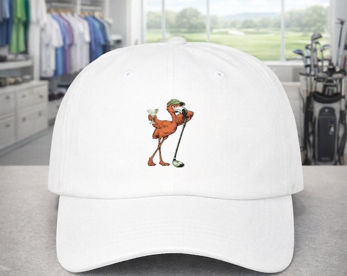 Flamingo Golfer Logo Classic Dad Cap | Martini Bird Golf Hat