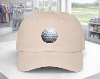 Minimalist Golf Ball Dad Cap | Embroidered Cotton Golf Hat, Adjustable Fit