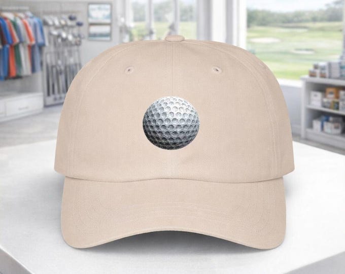 Minimalist Golf Ball Dad Cap | Embroidered Cotton Golf Hat, Adjustable Fit