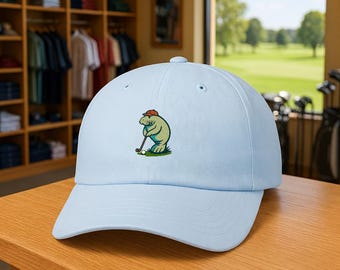 Manatee Golfer Taking a Putt Classic Dad Cap | Florida Keys Golf Hat
