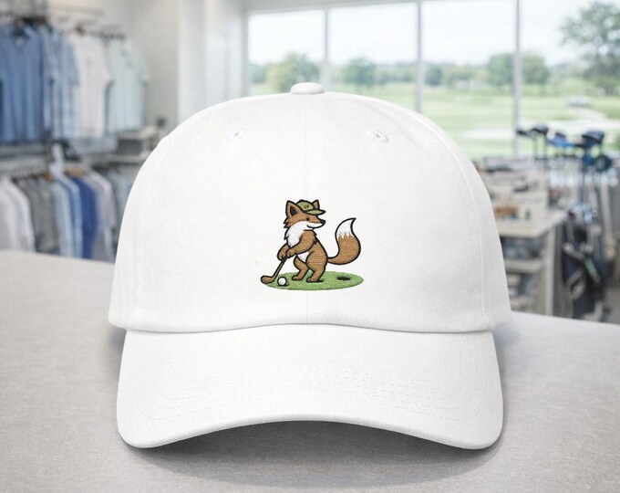 Embroidered Fox Golfer Dad Cap | Woodland Animal Golf Hat