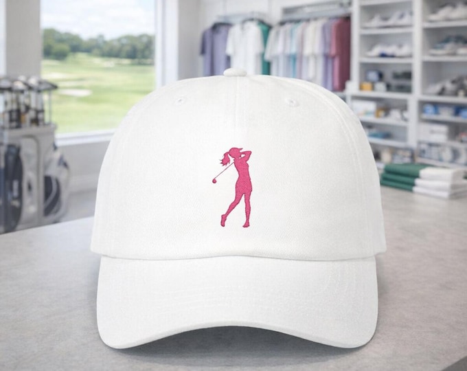 Pink Golfer Silhouette Cap | Embroidered Golf Hat, Structured Pro-Shop Style