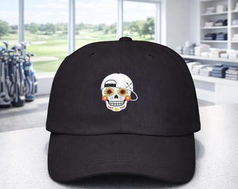 Sugar Skull Golf Cap Embroidered Dad Cap | Day of the Dead Golfer