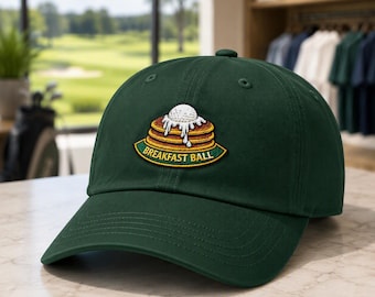 Embroidered Breakfast Ball Golf Hat, Pancake Design, Funny Golf Gift