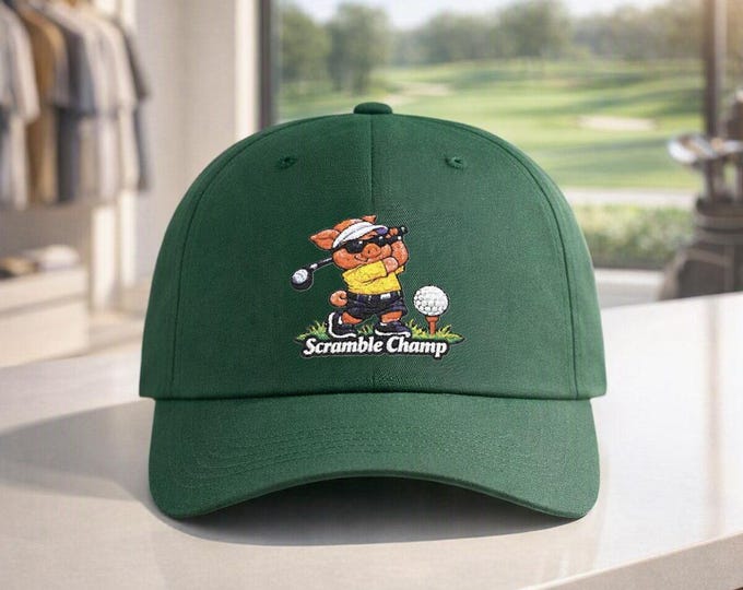 Embroidered Pig Golfer Cap, Scramble Champ Golf Hat, Tournament Team Dad Gift