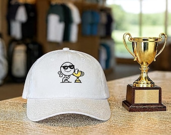 Smiling Golf Ball Personalized Message Classic Dad Cap | Tournament Champion Golf Hat