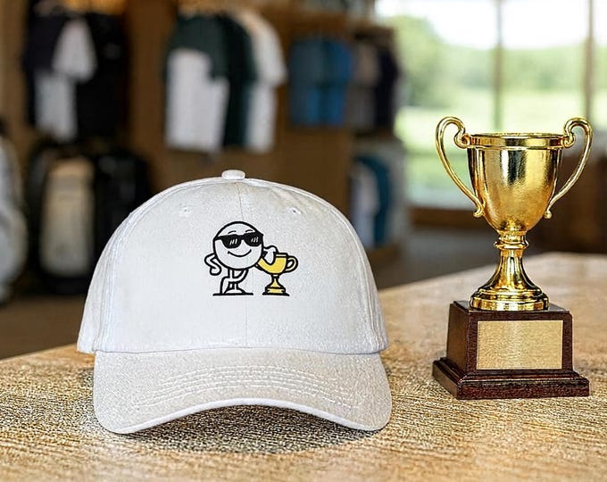 Smiling Golf Ball Personalized Message Classic Dad Cap | Tournament Champion Golf Hat