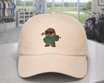 Otter Golfer Cap, Sunglasses Golf Logo Dad Hat, 100% Cotton Golf Apparel