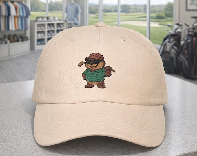 Otter Golfer Cap, Sunglasses Golf Logo Dad Hat, 100% Cotton Golf Apparel