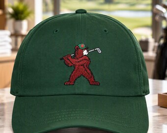 California Bear Golfer Hat, Embroidered Golf Cap, Adjustable Dad Hat (100% Cotton)