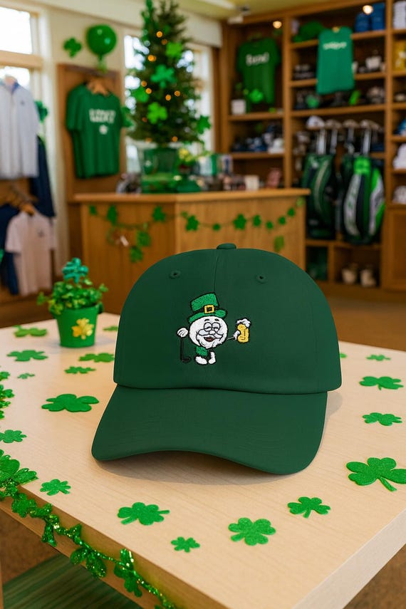 Boozy Leprechaun Golf Ball St. Patrick's Day Dad Cap | Beer Tee