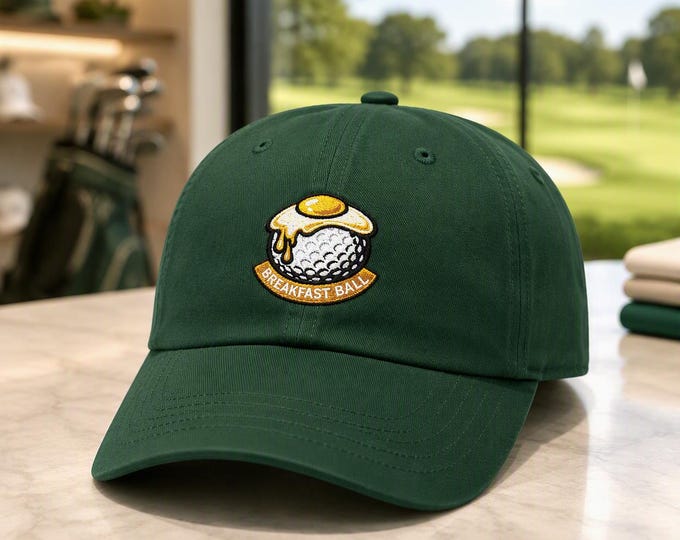 Fried Egg Golf Hat, Embroidered Breakfast Ball Golf Gift