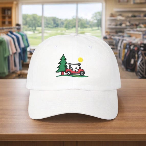 PNW Golf Cart Logo Cap | Evergreen Tree Sunny Day Golf Hat