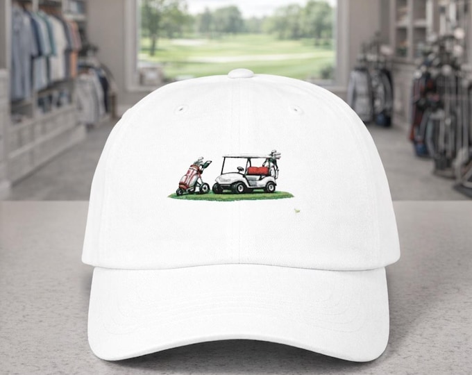 Embroidered Golf Cart Dad Cap | Lightweight Cotton Golf Hat