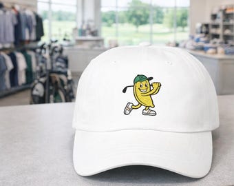 Golfing Banana Dad Cap | Funny Fruit Golfer Illustration