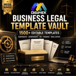 1500+ Legal Business Templates Bundle | Editable Forms, Instant Download, Small Business Kit