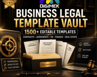 1500+ Legal Business Templates Bundle | Editable Forms, Instant Download, Small Business Kit