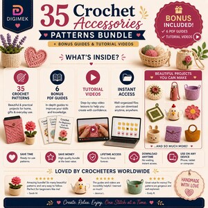 35 Crochet Accessories Patterns Bundle with Bonus Guides (Digital Download) image 7