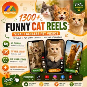 Funny Cat Videos Bundle: Viral Reels for TikTok, Instagram, Shorts (MP4 Digital Download)