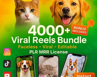4000+ virala husdjursvideor: Hund- och kattvideor, PLR/MRR-rättigheter