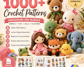 1000+ Amigurumi Crochet Patterns Bundle, Animals, Dolls, Toys PDF (Digital Download)