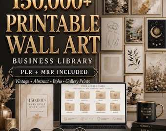 150000+ Printable Wall Art Business Library, PLR MRR Digital Bundle, Vintage Abstract Gallery Prints