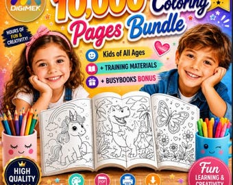10k+ Kids Coloring Pages Bundle | Printable Sheets with PLR & MRR Rights + Bonus