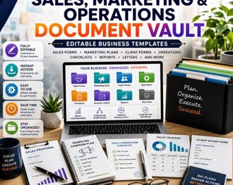 Editable Business Templates Bundle: Sales, Marketing, Operations Forms (Digital Download)