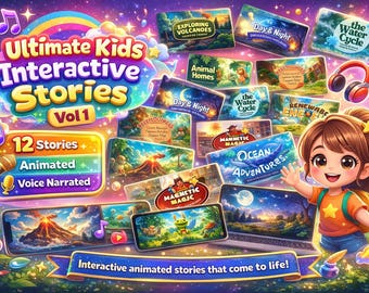 Kids Story Bundle Vol. 1 (12 Stories) — Animated & Voice Narrated | Canva Editable | PLR + MRR Included