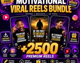 Paquete de más de 2500 vídeos motivacionales virales: plantillas de Canva, MRR + PLR