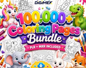 100,000+ Coloring Pages Bundle | 100+ Books for Kids & Adults, Mega Printable Pack, Instant Download