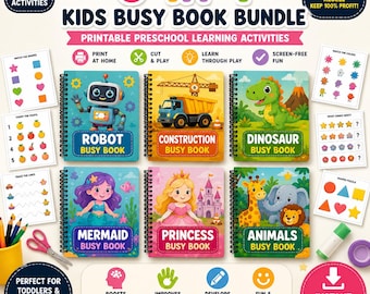 Busy Book Bundle Editable: Preschool Learning Activities (Canva Template)