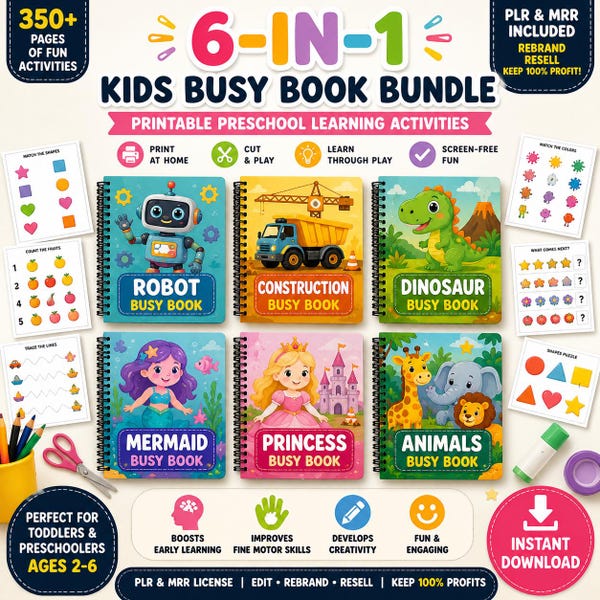 Busy Book Bundle Editable: Preschool Learning Activities (Canva Template)