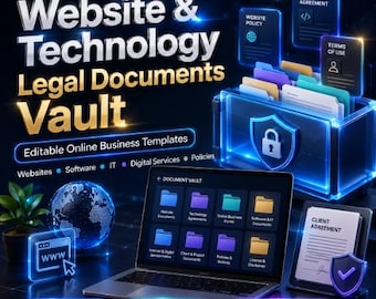 Website and Technology Legal Documents Bundle, Editable Online Business Forms, Software IT Templates