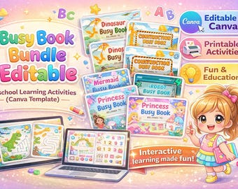 Busy Book Bundle Editable: Preschool Learning Activities (Canva Template)