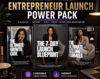 Entrepreneur Launch Pack, Faceless Instagram Business Canva Guides (Digital Download)