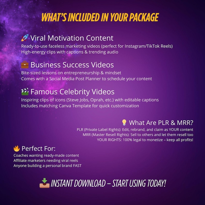 2500+ Virala Motiverande Reels-paket: Canva-mallar, MRR + PLR bild 3