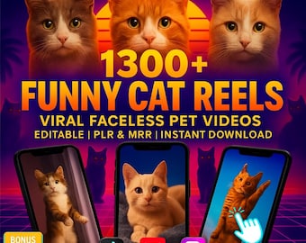Paket med roliga kattvideor: Virala rullar för TikTok, Instagram, Shorts (digital MP4-nedladdning)