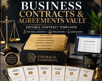 Editable Business Contracts & Agreements Vault, Small Business Templates (Digital Download)