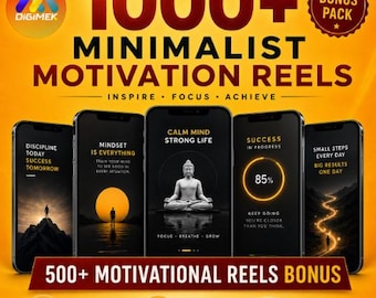 1000+ Minimalist Motivational Reels | PLR MRR Animated Videos (Digital Download)