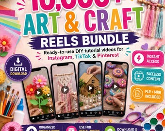 10,000+ Art Craft Reels Bundle, Faceless DIY Videos (Digital Download)