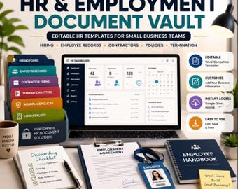 HR and Employment Templates Bundle, Editable Hiring Forms, Employee Records, Contractor Documents, Termination Letters