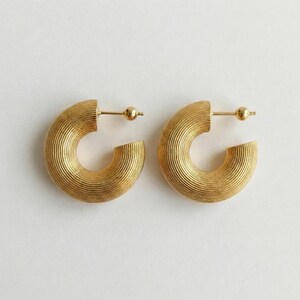 18K Gold Plated Hoop Earrings, Textured Hoops Earrings, Chunky Hoops, Statement Gold Earrings, Christmas Gift for Her, Anniversary Gift image 2