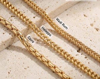 18K Gold Plated Chain, Non Tarnish Chain, Waterproof Gold Box Chain for Necklaces, Layering Necklace Chain, Cuban Chain, Christmas Gift
