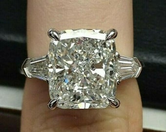 Vintage Style 5 CT Cushion Cut Diamond Engagement Rings, Solitaire Three Stone Ring in Sterling Silver Edwardian Ring, Promise Ring for Her